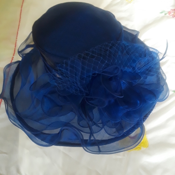Forbusite Accessories - HAT Fancy Derby Blue Tulle Ruffles Netting  by Forbustie